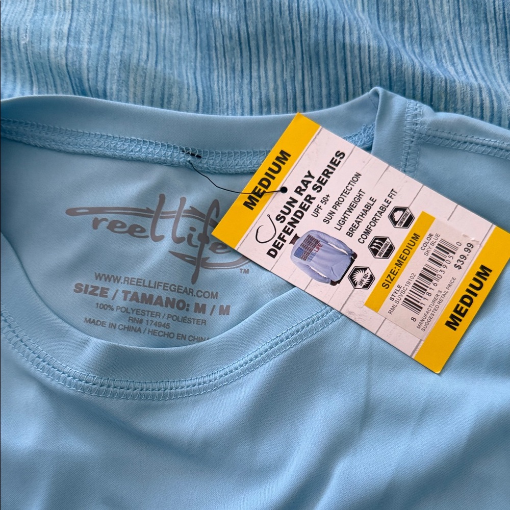 Reel Life Men's Light Blue Long Sleeve Tee - Picture 3 of 3